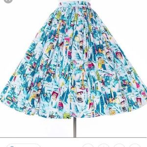 Pinup Girl Clothing Paris Print Gathered Skirt